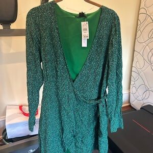 Sanctuary Green Patterned Long Sleeve Dress
